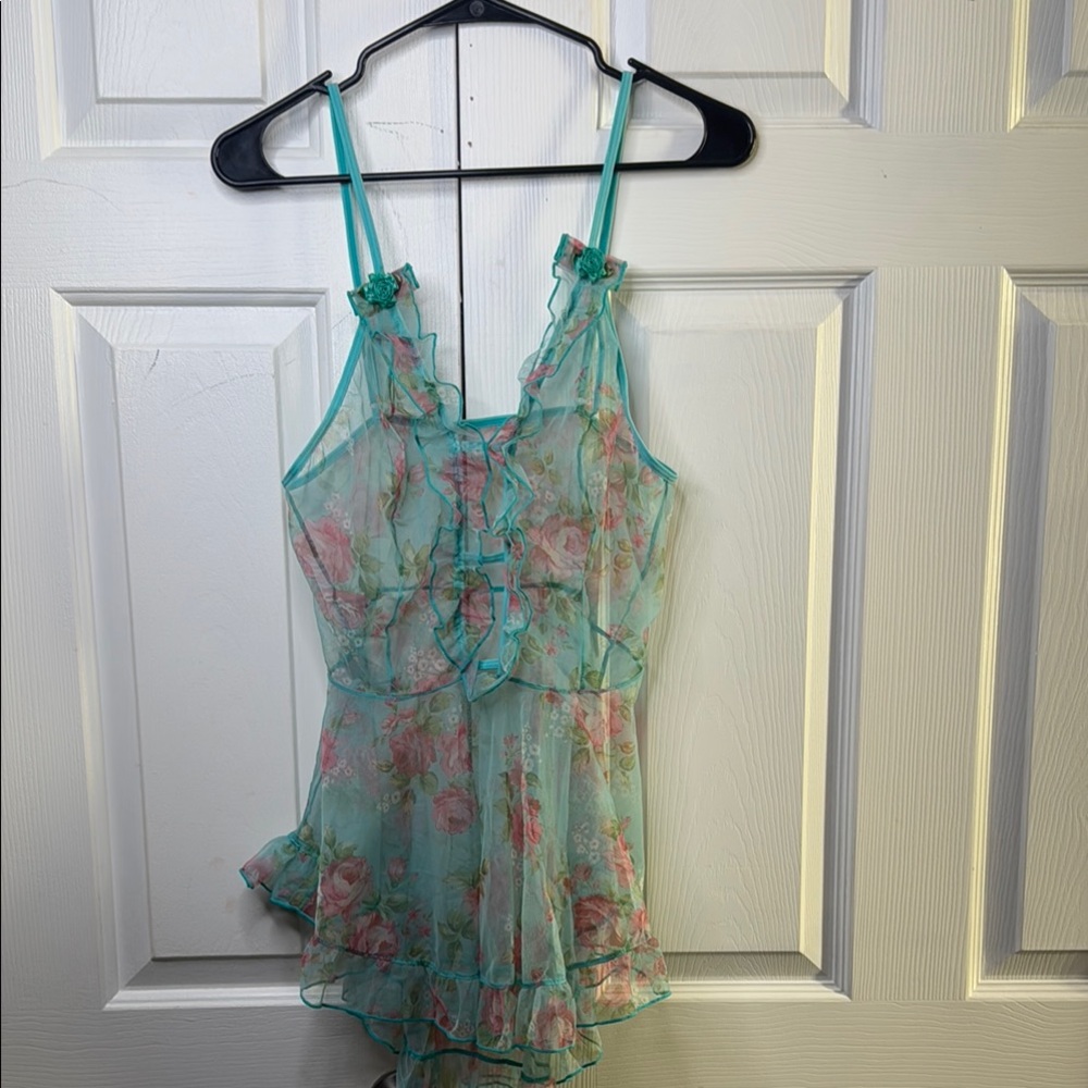 Teal and Pink Floral Chemise